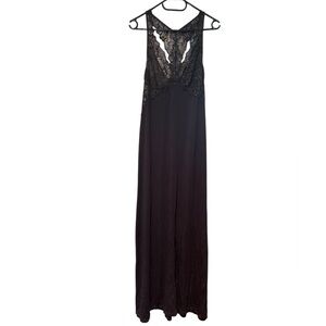 Fleur’t Black Lace Lingerie Modal Nightgown Romantic Gothic Sheer Slip Dress